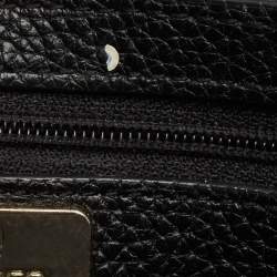 Pre Owned Aigner Black Leather Flap Shoulder Bag