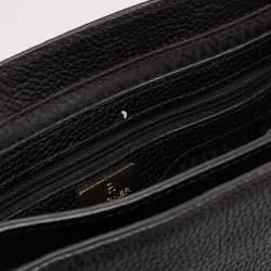 Pre Owned Aigner Black Leather Flap Shoulder Bag