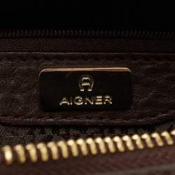 Aigner Brown/Beige Signature Coated Canvas and Leather Boston Bag