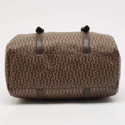 Aigner Brown/Beige Signature Coated Canvas and Leather Boston Bag