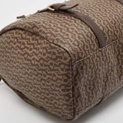 Aigner Brown/Beige Signature Coated Canvas and Leather Boston Bag