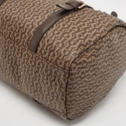 Aigner Brown/Beige Signature Coated Canvas and Leather Boston Bag