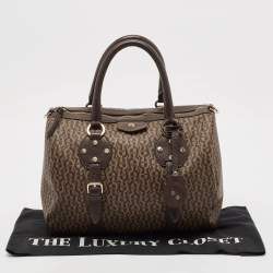 Aigner Brown/Beige Signature Coated Canvas and Leather Boston Bag