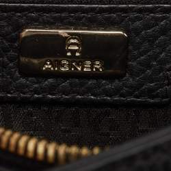 Aigner Black Grained Leather Cybill Tote