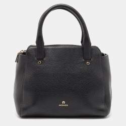 Aigner Black Grained Leather Cybill Tote