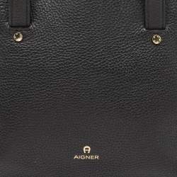 Aigner Black Grained Leather Cybill Tote