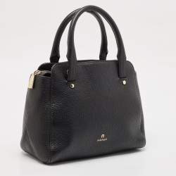 Aigner Black Grained Leather Cybill Tote