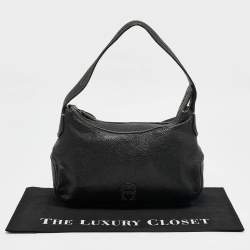Aigner Black Leather Logo Shoulder Bag