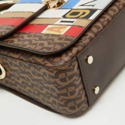 Pre Owned Aigner Multicolor Signature Coated Canvas Flap Shoulder Bag