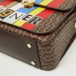 Pre Owned Aigner Multicolor Signature Coated Canvas Flap Shoulder Bag