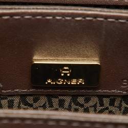 Pre Owned Aigner Multicolor Signature Coated Canvas Flap Shoulder Bag