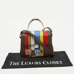 Pre Owned Aigner Multicolor Signature Coated Canvas Flap Shoulder Bag
