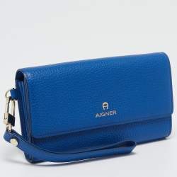 Aigner Blue Leather Wristlet Wallet