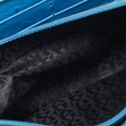 Aigner Blue Ostrich Embossed Leather Logo Continental Wallet