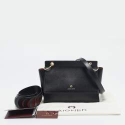 Pre Owned Aigner Black Leather Mini Carol Shoulder Bag