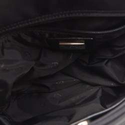 Aigner Black Leather and Nylon Flap Hobo