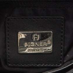 Aigner Black Leather and Nylon Flap Hobo