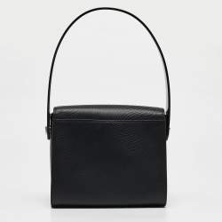 Aigner Black Textured Leather Flap Top Handle Bag