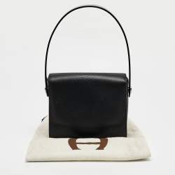 Aigner Black Textured Leather Flap Top Handle Bag
