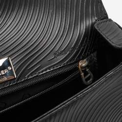 Aigner Black Textured Leather Flap Top Handle Bag
