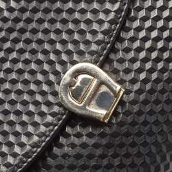 Aigner Black Embossed Leather Genoveva Crossbody Bag