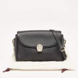 Aigner Black Embossed Leather Genoveva Crossbody Bag