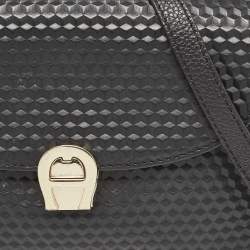 Aigner Black Embossed Leather Genoveva Crossbody Bag