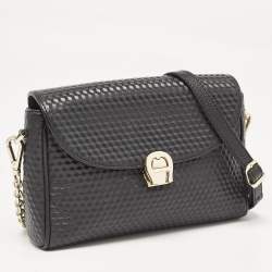 Aigner Black Embossed Leather Genoveva Crossbody Bag