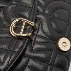 Pre Owned Aigner Black Embossed Leather Small Diadora Crossbody Bag
