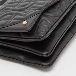 Pre Owned Aigner Black Embossed Leather Small Diadora Crossbody Bag