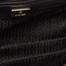Pre Owned Aigner Black Embossed Leather Small Diadora Crossbody Bag