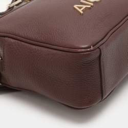 Pre Owned Aigner Burgundy Leather Bombe A Camera Crossbody Bag