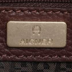 Pre Owned Aigner Burgundy Leather Bombe A Camera Crossbody Bag