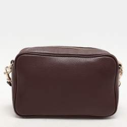 Pre Owned Aigner Burgundy Leather Bombe A Camera Crossbody Bag