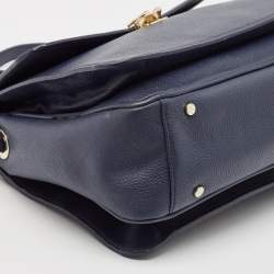 Aigner Navy Blue Leather Genoveva M Top Handle Bag