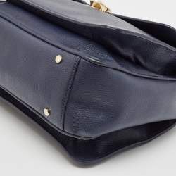 Aigner Navy Blue Leather Genoveva M Top Handle Bag