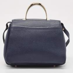 Aigner Navy Blue Leather Genoveva M Top Handle Bag
