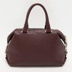 Aigner Burgundy Leather Dome Satchel