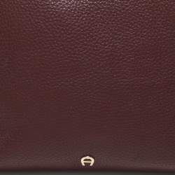 Aigner Burgundy Leather Dome Satchel