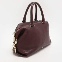 Aigner Burgundy Leather Dome Satchel
