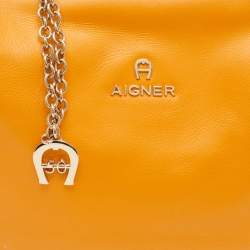 Aigner Orange Leather Frame Satchel