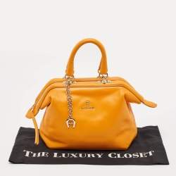 Aigner Orange Leather Frame Satchel