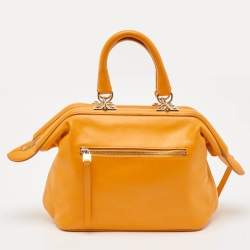 Aigner Orange Leather Frame Satchel