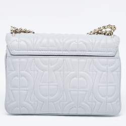 Aigner Blue Embossed Leather Small Diadora Crossbody Bag