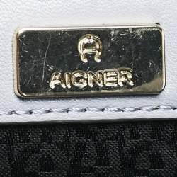 Aigner Blue Embossed Leather Small Diadora Crossbody Bag