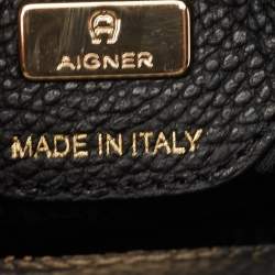 Aigner Black Leather and Suede Small Fringe Cybill Bag