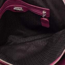 Aigner Magenta Croc Embossed Leather Double Zip Satchel