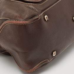 Aigner Dark Brown Leather Front Pocket Satchel
