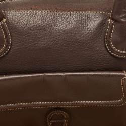 Aigner Dark Brown Leather Front Pocket Satchel