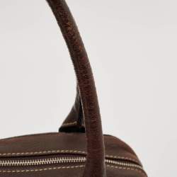 Aigner Dark Brown Leather Front Pocket Satchel